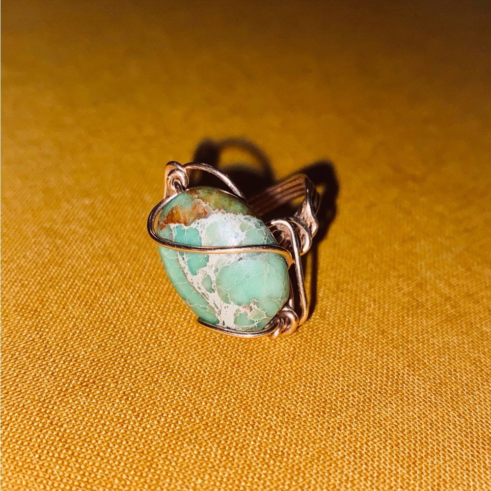 Wire wrapped turquoise ring